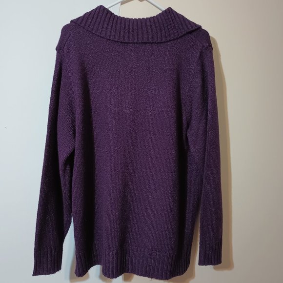 NWT~Croft & Barrow's Pull-on Acrylic 1/4 Button Front Sweater w/ Ribbed Trimming - Picture 2 of 4